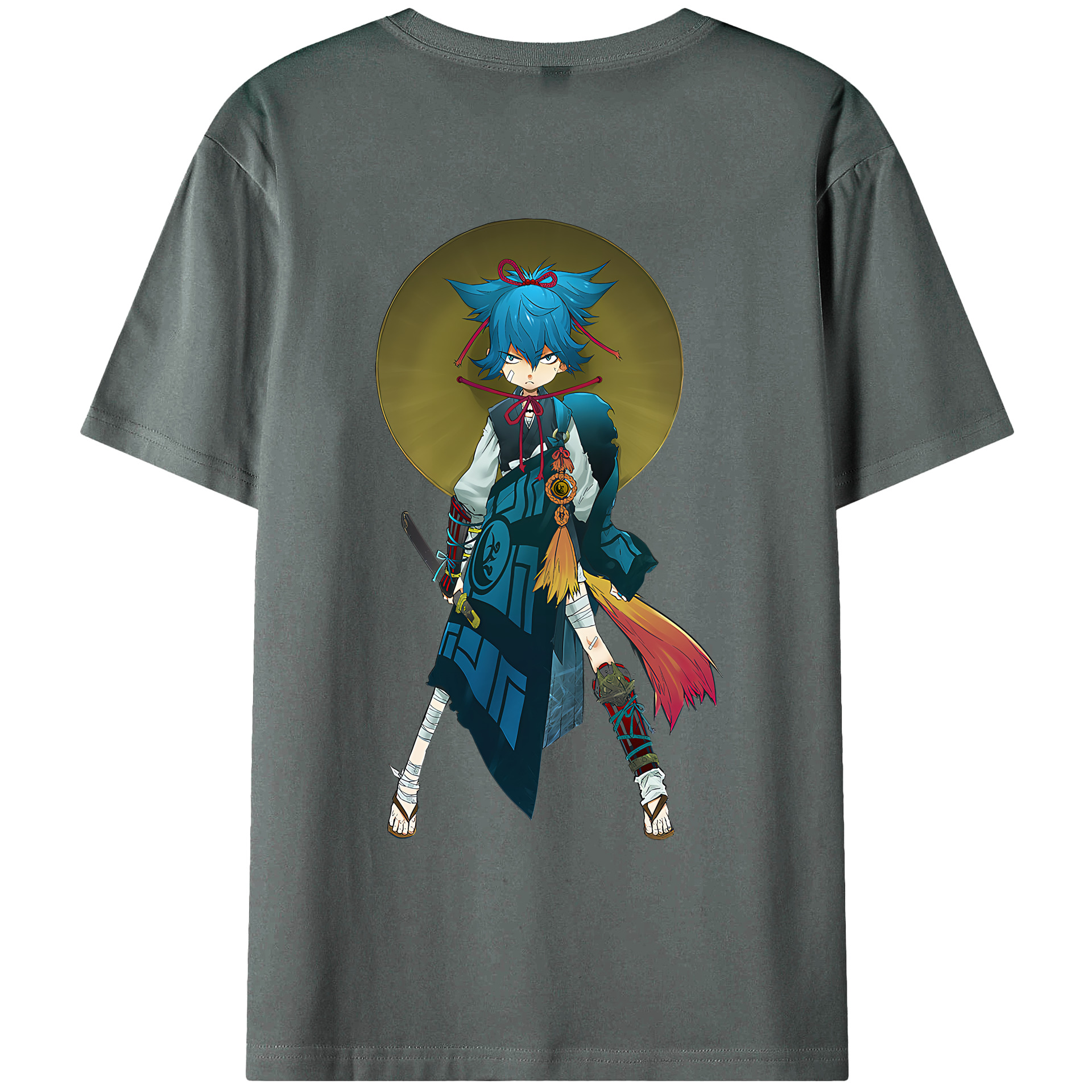 （画像用） 刀剣乱舞 Touken Ranbu 綿100％ メンズ半袖Tシャツ（バックプリント） 通気性